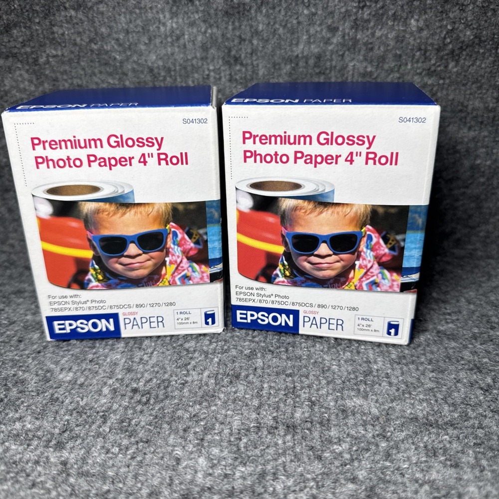 Epson S041302 Premium Glossy Photo Paper 2 Rolls 4" x‎ 26' NEW NIB SEALED